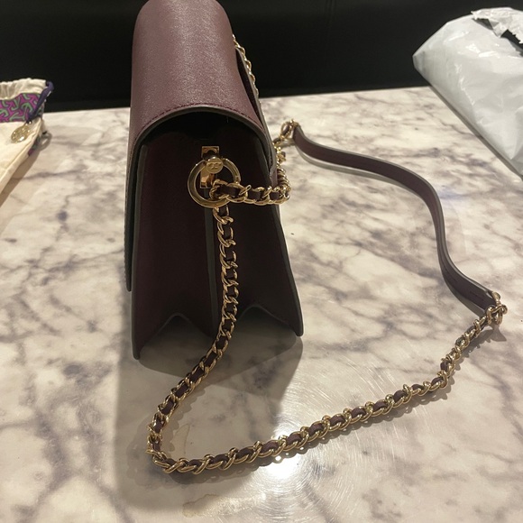 Tory Burch Maroon Convertable Crossbody Purse - Picture 7 of 9